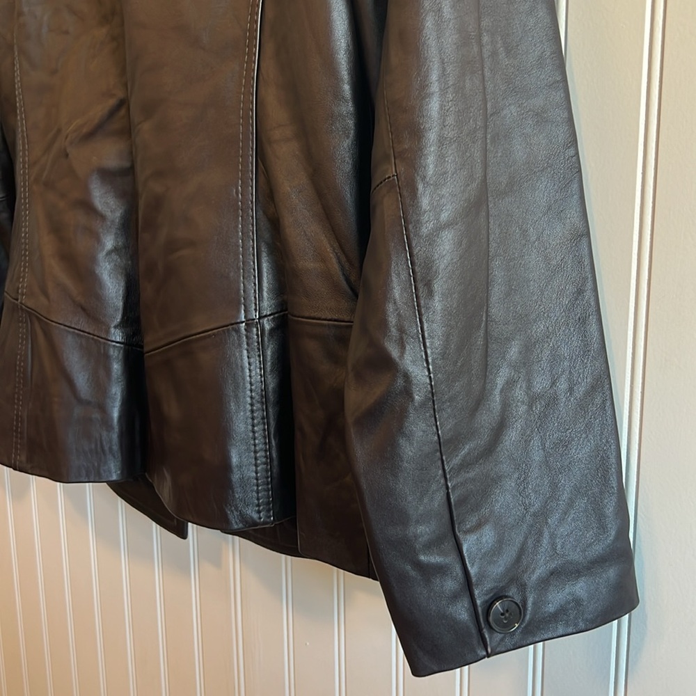 Jaclyn Smith Dark Leather Jacket buttery soft‎ women medium vintage - Picture 8 of 12